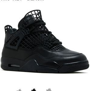 Jordan 4 Retro 'Net - Black Leather Sports Basketball Daily Wear Designer #100